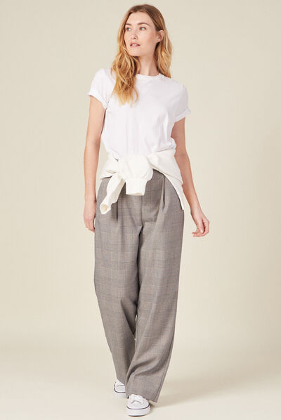 Pantalon large à pinces bleu marine femme