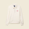 Sweat manches longues col zipp&eacute; en coton ecru homme