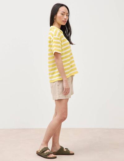 T-shirt manches courtes jaune femme