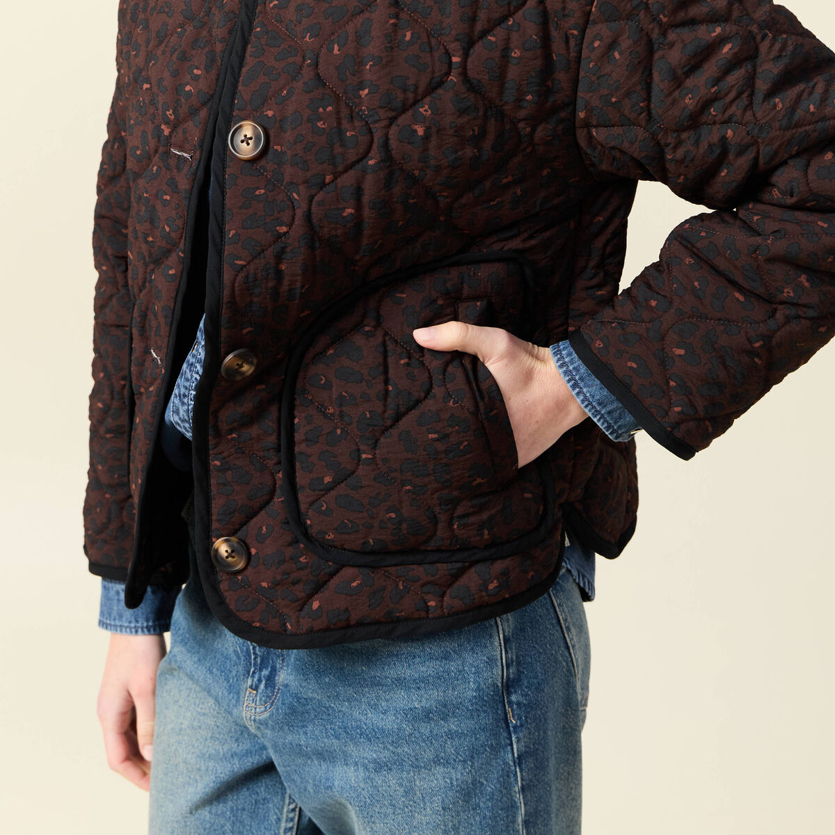 Blouson matelassé camel femme