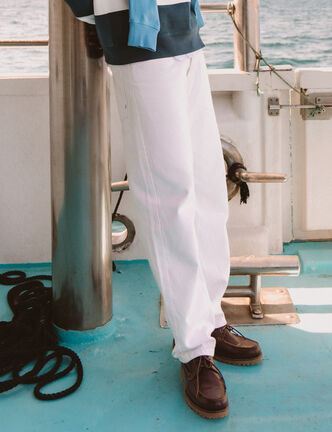 Jeans large relaxed denim blanc homme