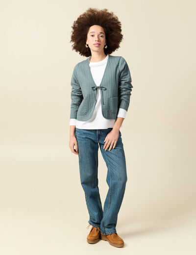 T-shirt en coton manches longues blanc femme