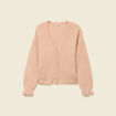 Gilet manches longues col v rose champagne femme
