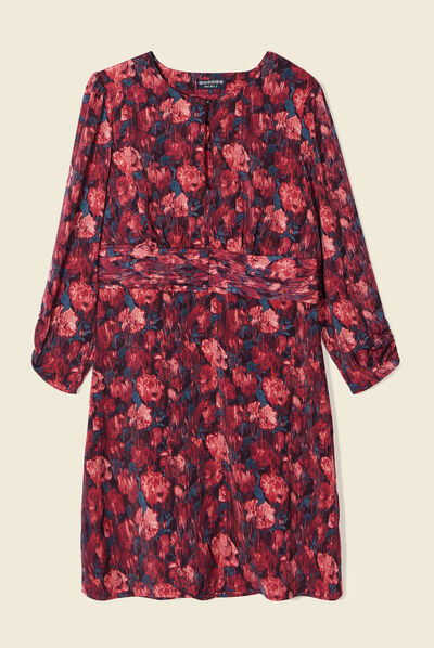 Robe droite manches 3/4 noir femme