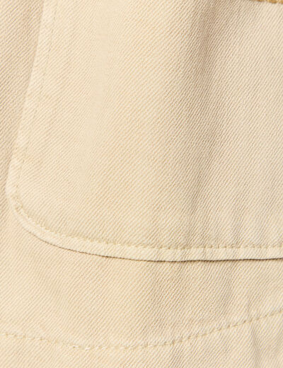 Blouson boutonn&eacute; brod&eacute; beige femme