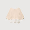 Pull col bateau manches courtes ivoire femme