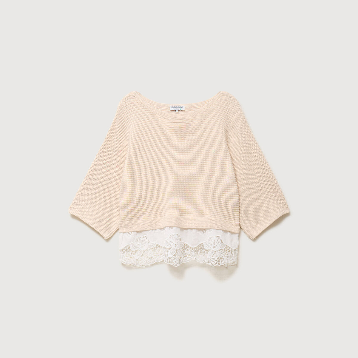 Pull col bateau manches courtes ivoire femme