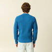 Pull fin manches longues col rond bleu fonc&eacute; homme