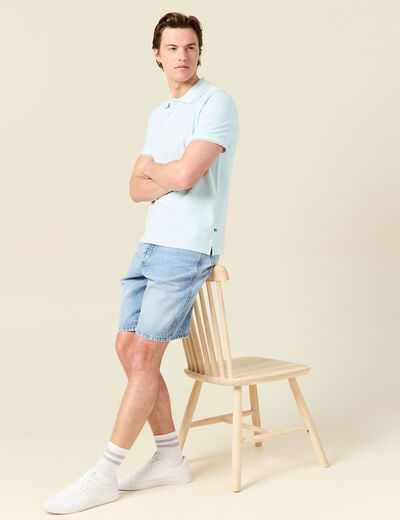 Polo éco-responsable bleu clair homme