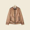 Blouson suédine zippé marron foncé homme