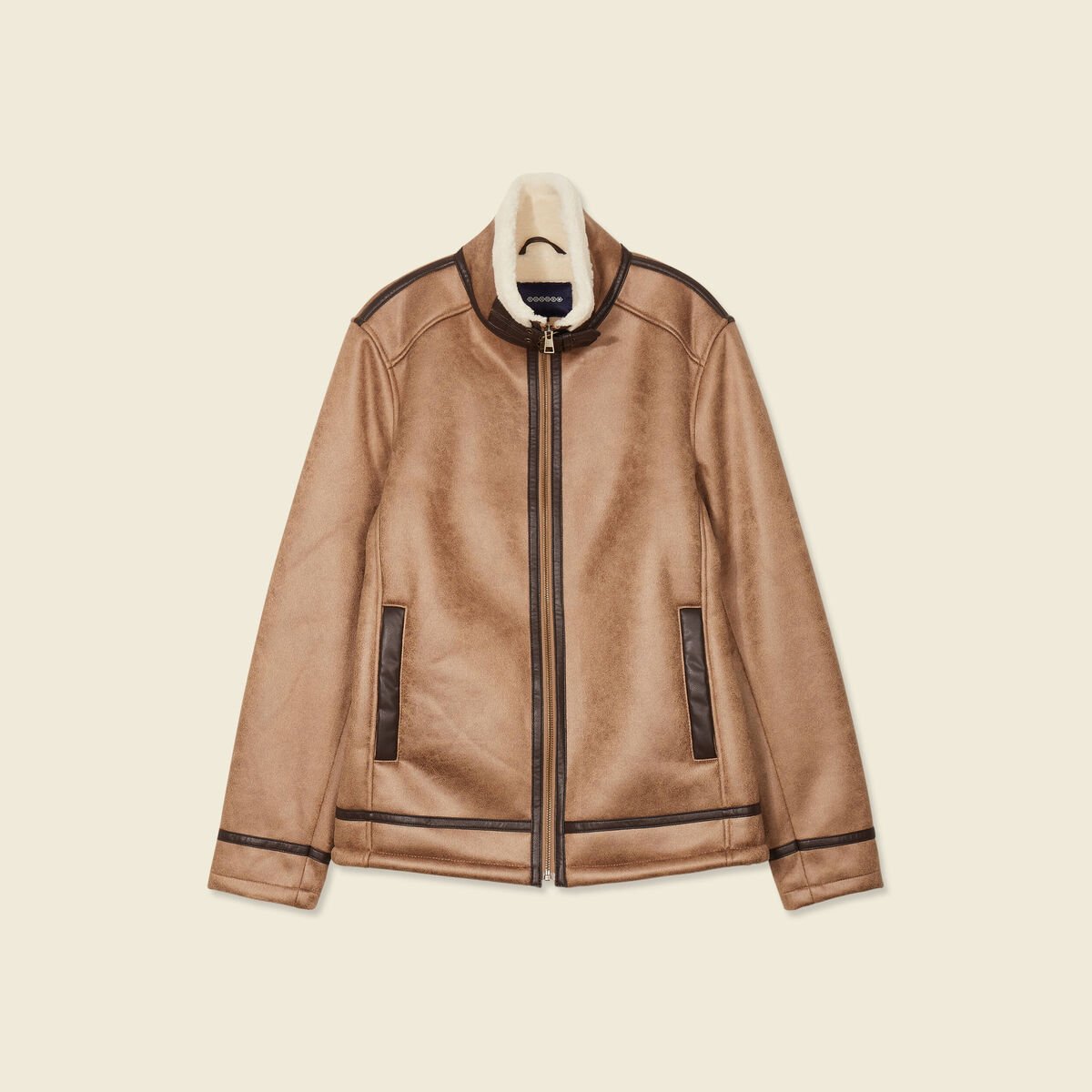 Blouson suédine zippé marron foncé homme
