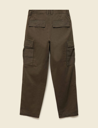 Pantalon cargo battle bi-mati&egrave;re coton vert kaki homme