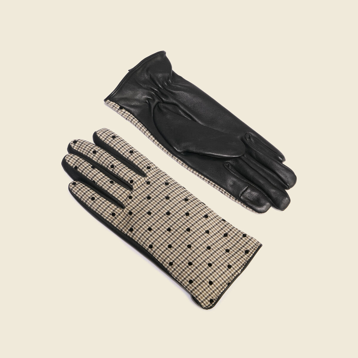 Gants en cuir avec doublure noir femme