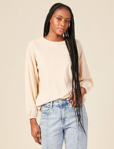 T-shirt manches longues creme femme