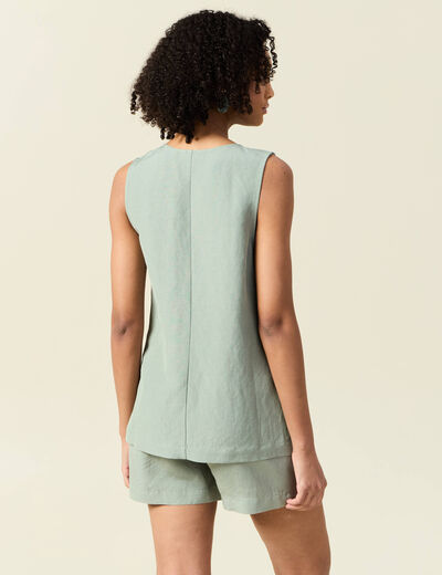 Veston sans manches vert kaki femme