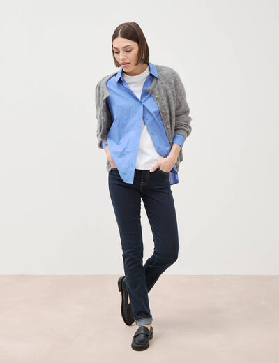 Jeans regular 5 poches denim brut rinse femme