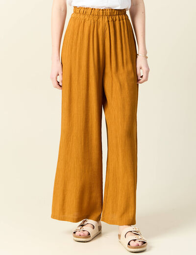 Pantalon large camel femme