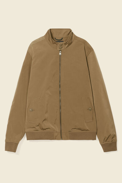 Blouson droit col montant marron foncé homme