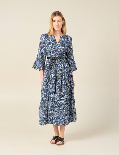 Robe longue éco-responsable bleu marine femme