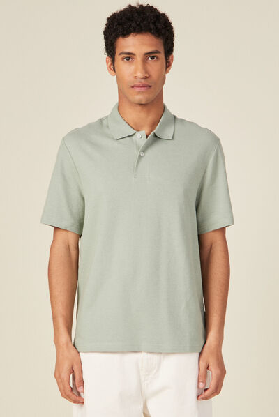 Polo manches courtes vert olive homme