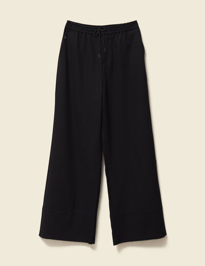 Pantalon large élastiqué noir femme