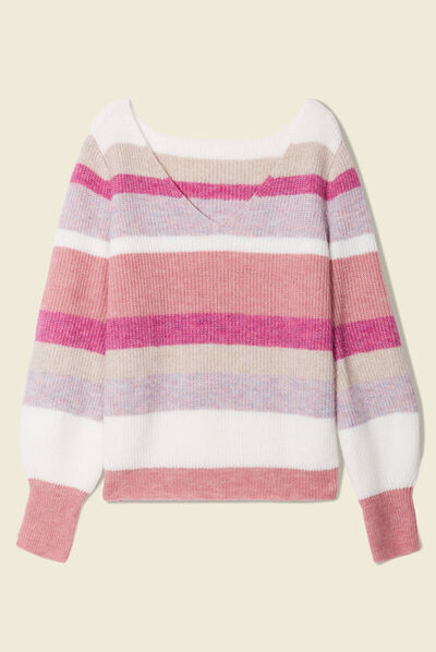Pull manches longues rouge clair femme