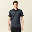 Polo cintr&eacute; manches courtes col polo bleu marine homme