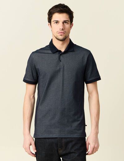 Polo cintr&eacute; manches courtes col polo bleu marine homme