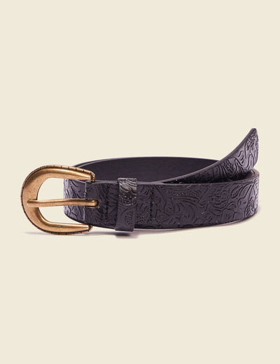 Ceinture embossée noir femme