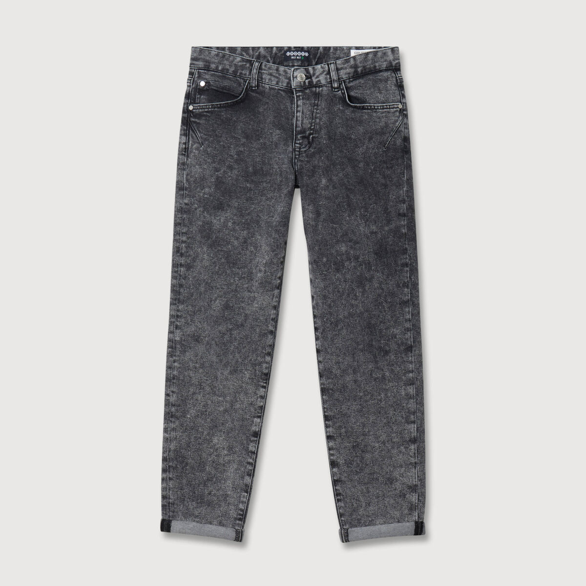 Jeans girlfriend 5 poches denim snow gris femme