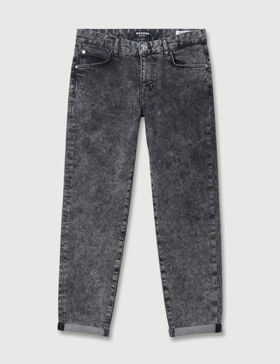 Jeans girlfriend 5 poches denim snow gris femme
