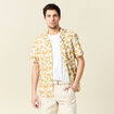 Chemise manches courtes brod&eacute;e blanc homme