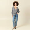 Gilet manches longues col v gris clair femme