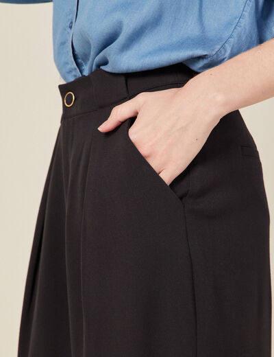 Pantalon large fluide noir femme