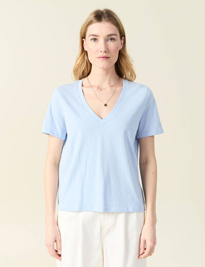 T-shirt manches courtes bleu clair femme