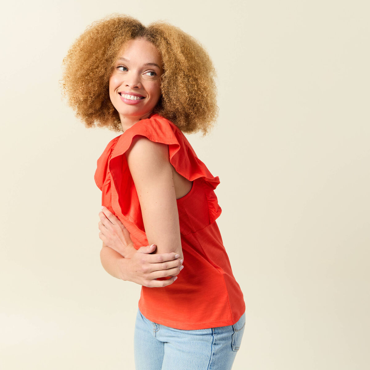 Débardeur sans manches orange foncé femme