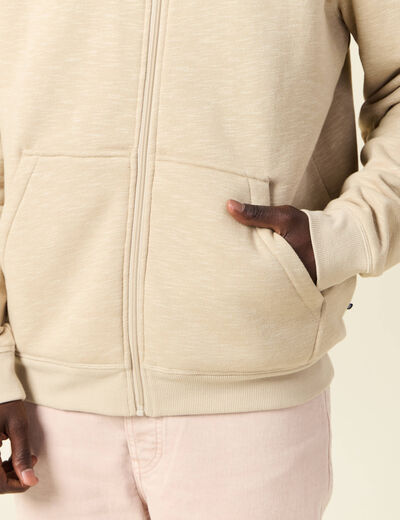 Sweat manches longues zippé beige homme