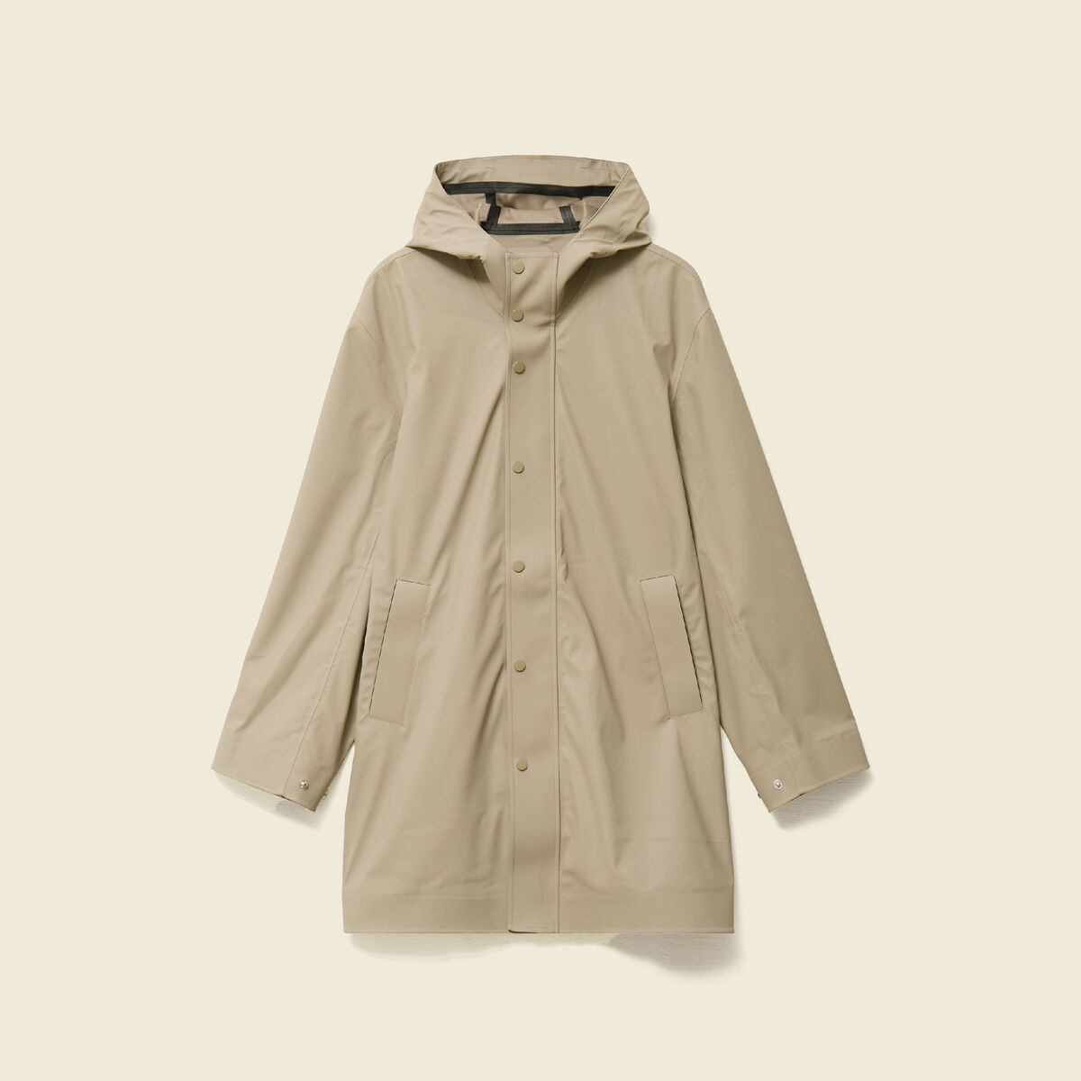 Parka longue droite &agrave; capuche taupe homme