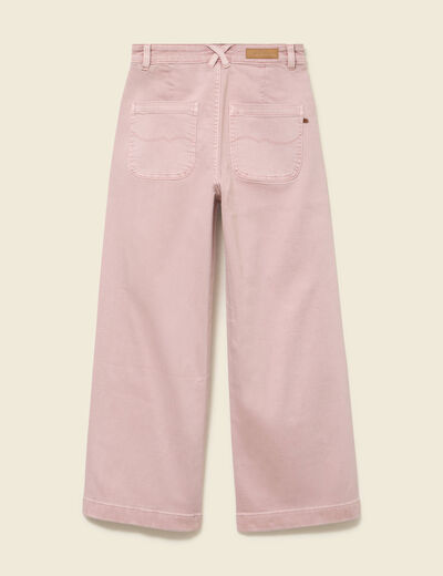 Jeans large cropped taille haute rose clair femme