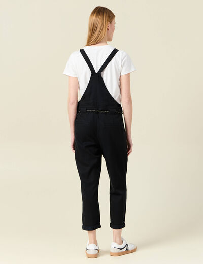 Salopette fluide boutonnée noir femme