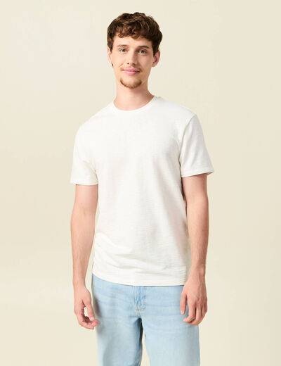 T-shirt cintré col rond manches courtes ecru homme