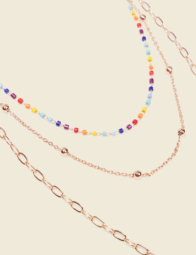 Collier 3 rangs couleur or femme