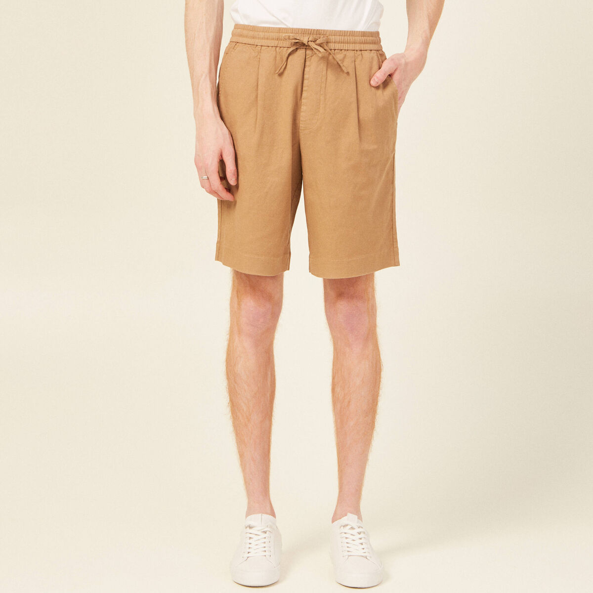 Bermuda coupe large beige homme