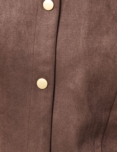 Veste oversize manches longues marron fonc&eacute; femme