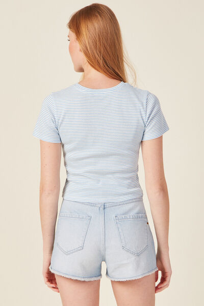 T-shirt manches courtes bleu clair femme