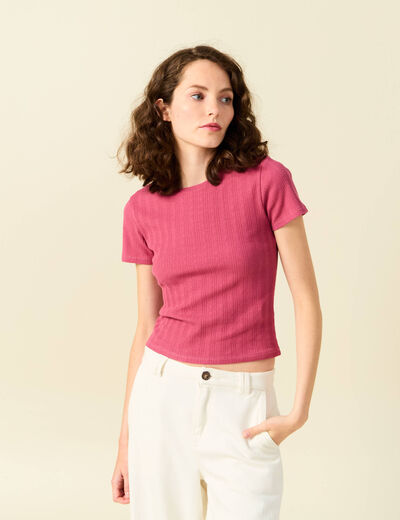 T-shirt manches courtes vieux rose femme