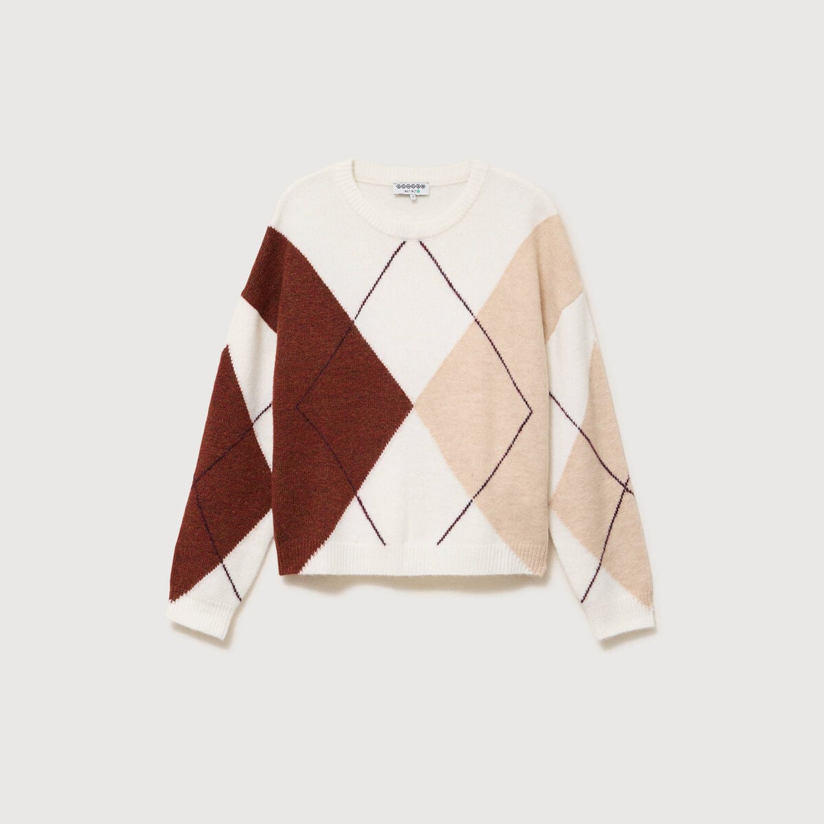 Pull col rond manches longues ecru femme