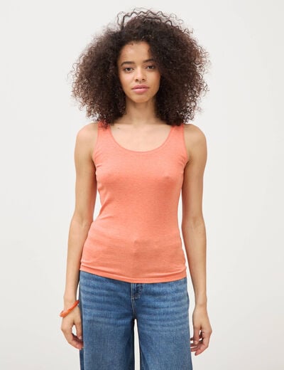 D&eacute;bardeur cintr&eacute; d&eacute;collet&eacute; sans manches rose corail femme