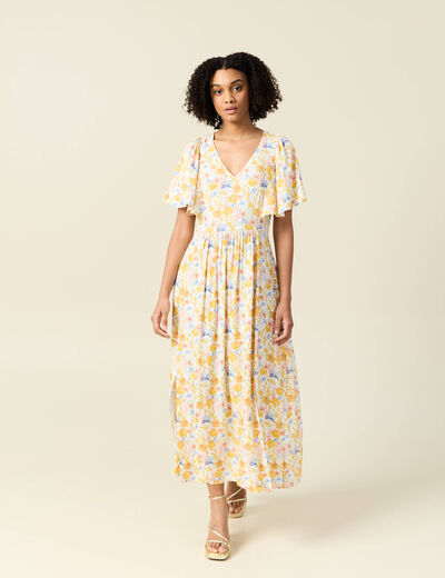 Robe longue évasée multicolore femme