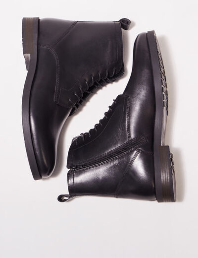 Bottines plates zippées noir homme